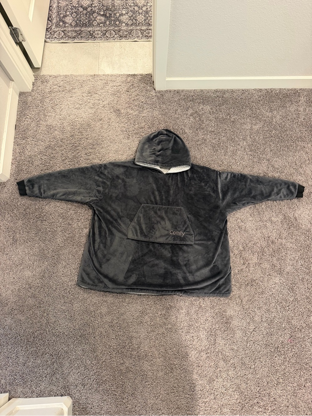Comfy Plush Hoodie Blanket - Charcoal